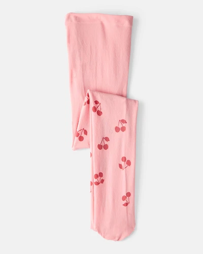 Girls Cherries Cotton-Nylon Tights - Pink