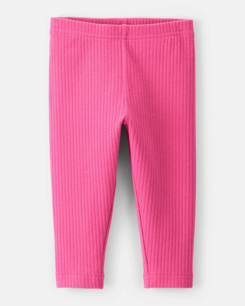 Baby Girl 2-Piece Striped Long-Sleeve Top & Solid Stretch Leggings Set - Pink/White