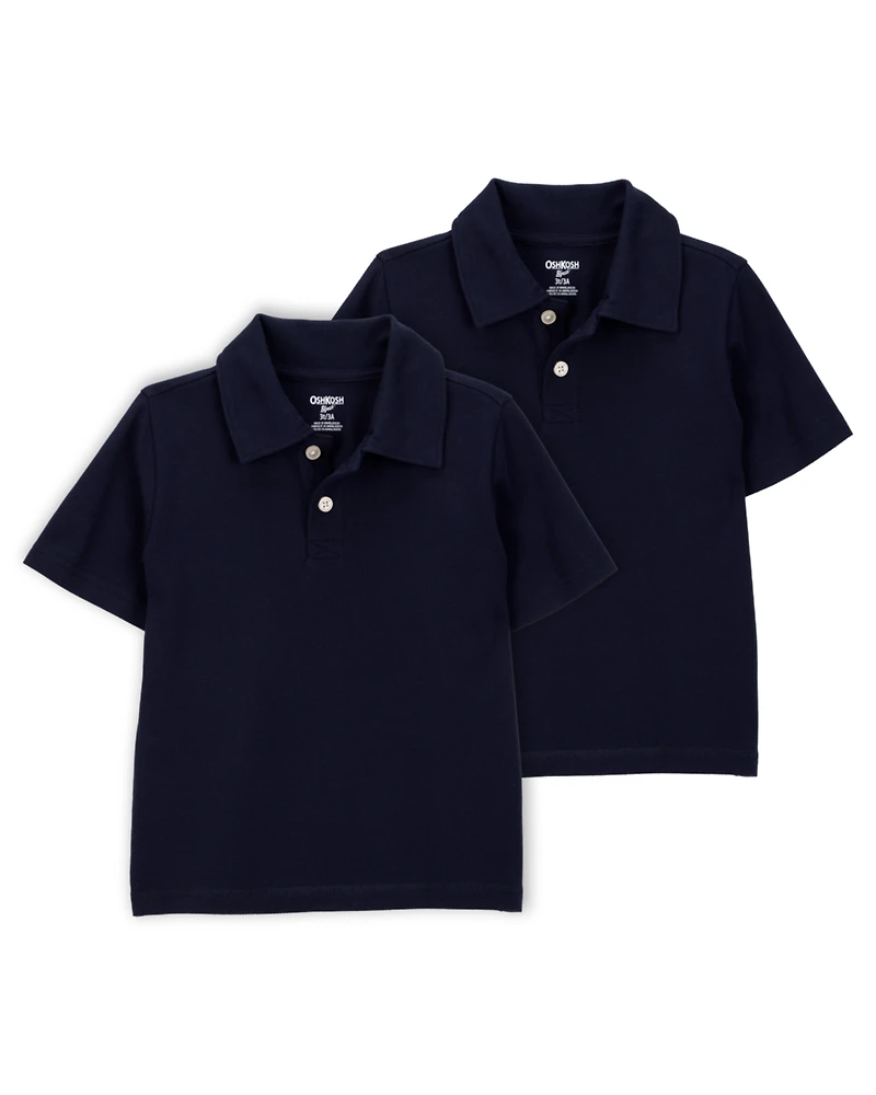 Toddler 2-Pack Pique Uniform Polo Shirts - Navy