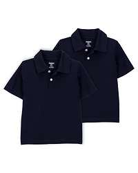 Toddler 2-Pack Pique Uniform Polo Shirts - Navy