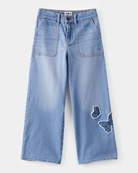 Kid Baggy Butterfly Embroidered Jeans - Breeze Wash