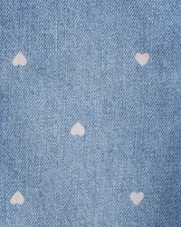 Toddler Heart-Print Knit Denim Overalls - Blue