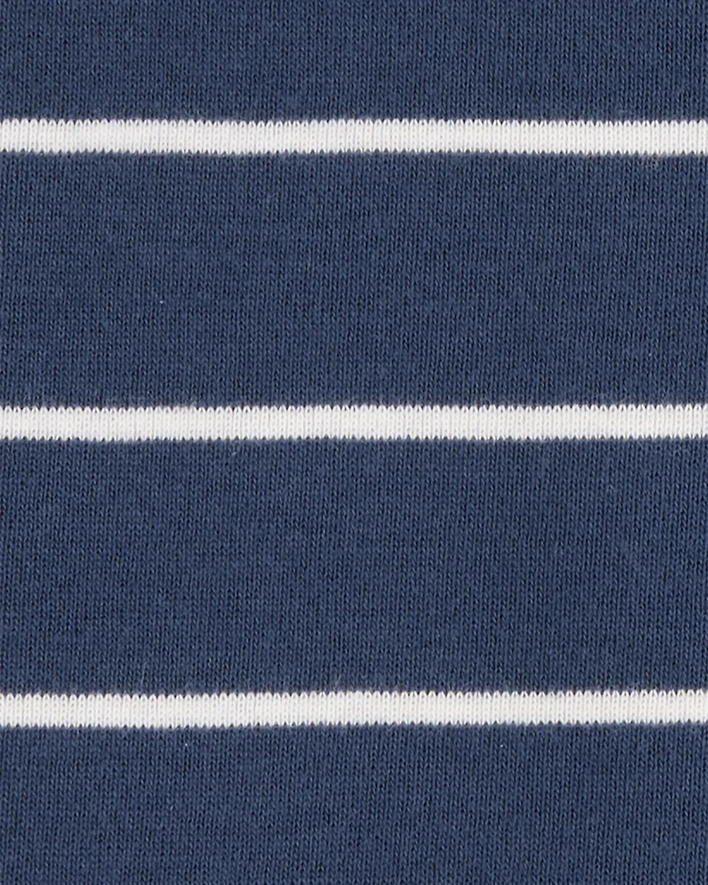 Baby Striped Snug Fit Cotton 1-Piece Pajamas - Navy
