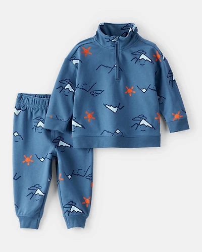 Baby Boy 2-Piece DayDream Fleece Mountain Quarter-Zip & Jogger Set - Blue