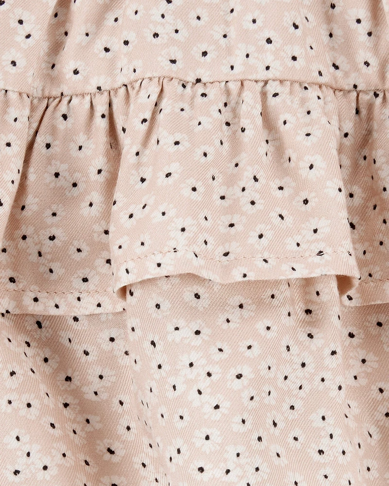 Baby Floral Pull-On Ruffle Skort - Tan