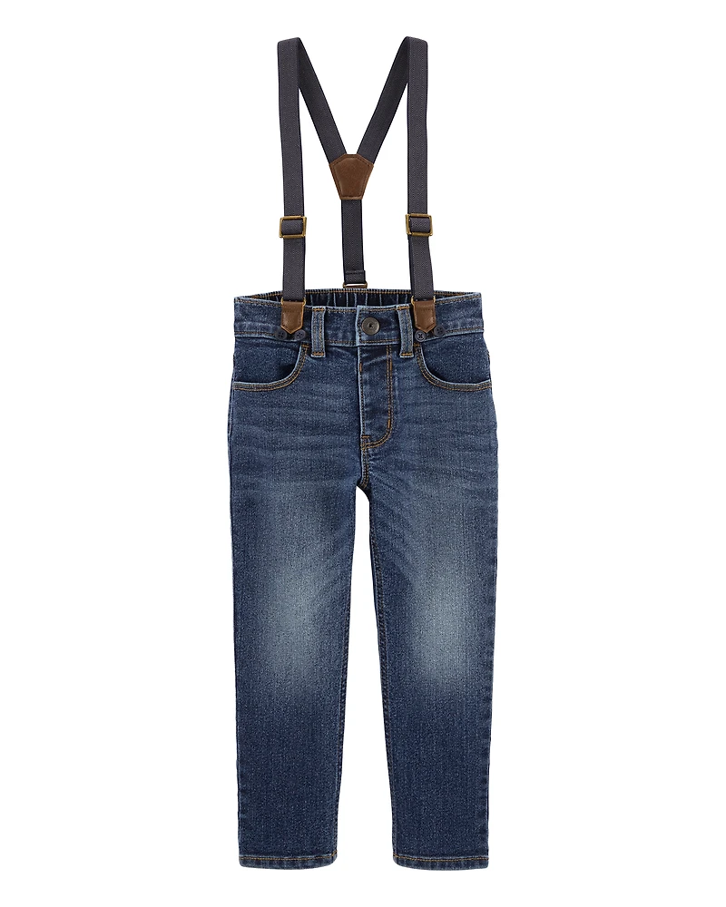 Toddler Boy Stretch Denim Suspenders