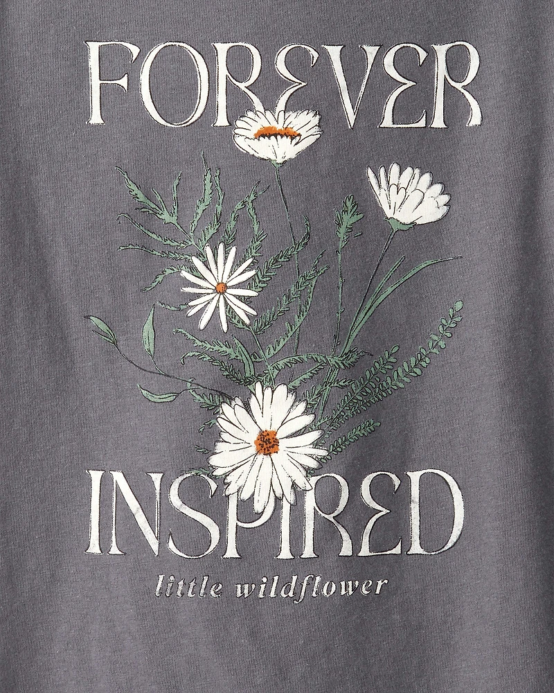 Girls Wildflower Long-Sleeve Graphic Tee - Grey