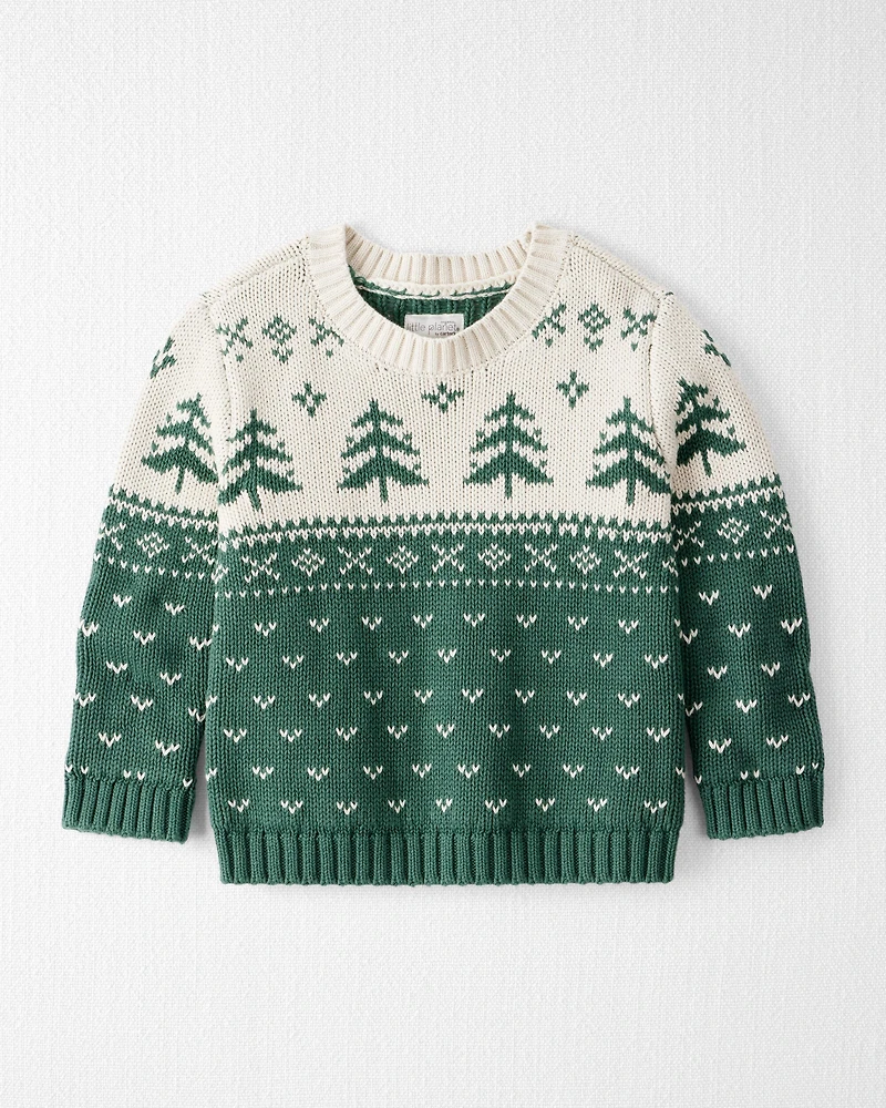 Toddler Organic Cotton Evergreen Fair Isle Sweater