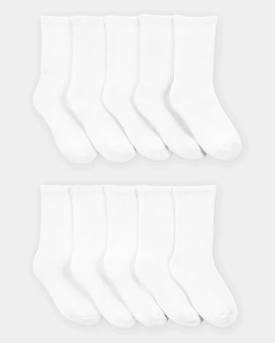 Kid 10-Pack Crew Socks - White