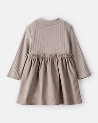 Baby Girl Rib Knit Dress - Brown
