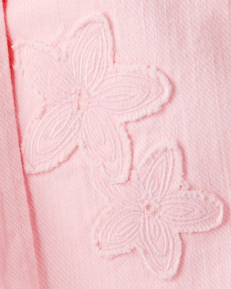 Toddler Girl Embroidered Cotton Long-Sleeve Dress - Pink