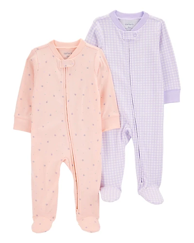 Baby 2-Pack Print 2-Way Zip Cotton Sleep & Play Pajamas