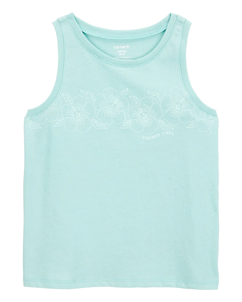 Kid Flower Vintage Muscle Tank - Turquoise