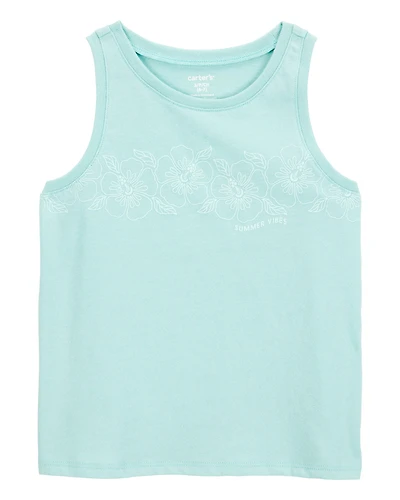 Kid Flower Vintage Muscle Tank - Turquoise