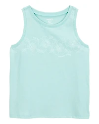 Kid Flower Vintage Muscle Tank - Turquoise