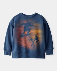 Kid BMX Skater Graphic Sweatshirt - Blue