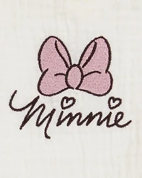 Baby Girl 2-Piece Minnie Mouse Flutter-Sleeve Gauze Top & Short Set - Cream