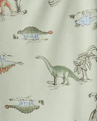 Toddler Boy Dinosaur Print PurelySoft Long-Sleeve 2-Piece Pajamas - Green
