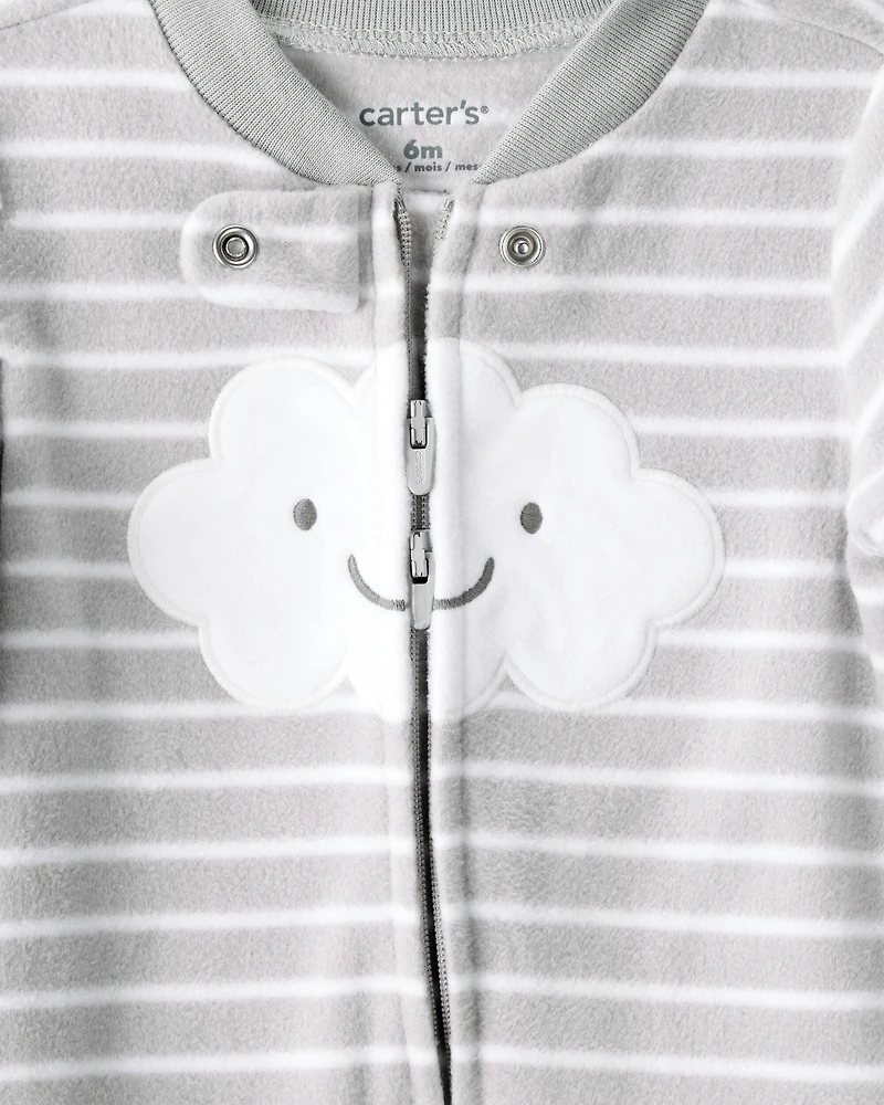 Baby Cloud Print Loose Fit Sleep & Play Pajamas - Grey