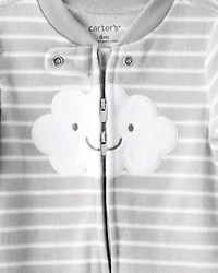 Baby Cloud Print Loose Fit Sleep & Play Pajamas - Grey