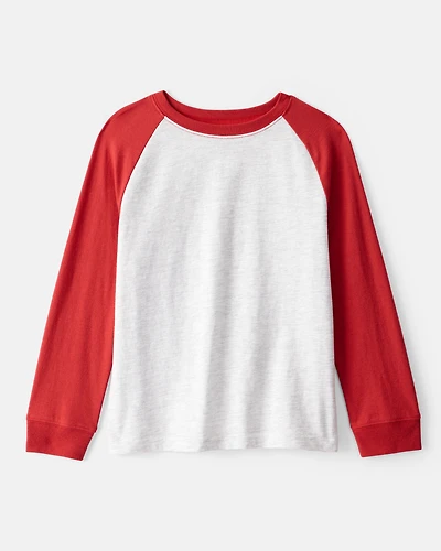 Boys Long-Sleeve Raglan Tee - White/Red