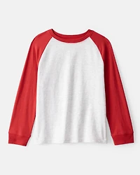 Boys Long-Sleeve Raglan Tee - White/Red