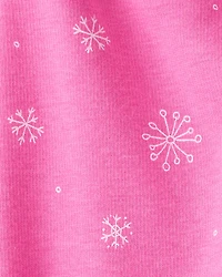 Baby Girl Snowflake Pull-On Stretch Cozy Leggings - Pink