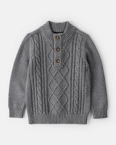 Toddler Boy Cable-Knit Long-Sleeve Sweater - Grey