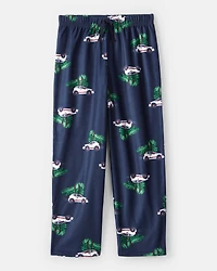 Kid Christmas Cars Fleece Loose Fit Pajama Bottoms - Navy