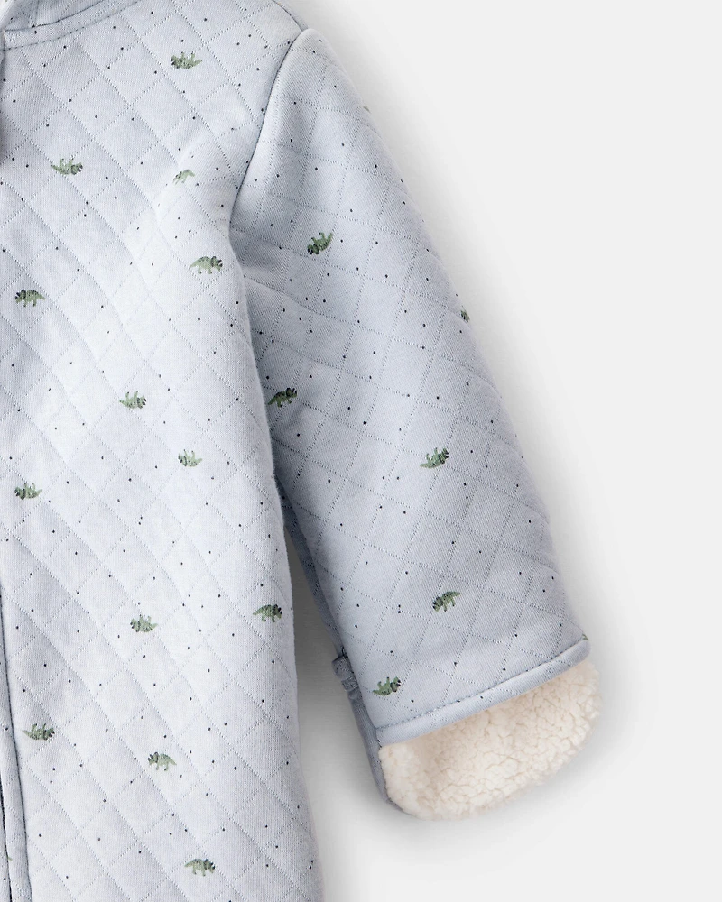 Baby Boy Dinosaur Print Long-Sleeve Jumpsuit - Blue