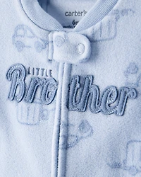 Baby Boy Firetruck Print Loose Fit Long-Sleeve Sleep & Play - Blue