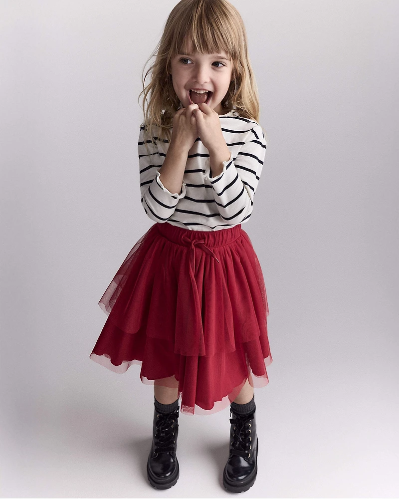 Toddler Girl Striped Mock Neck Long-Sleeve Top - Black/White
