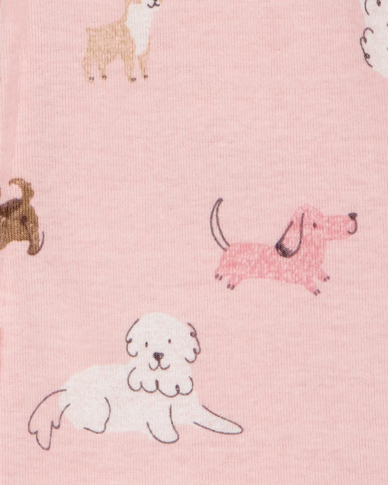 Baby Girl 1-Piece Dog 100% Snug Fit Cotton Footie Pajamas - Pink