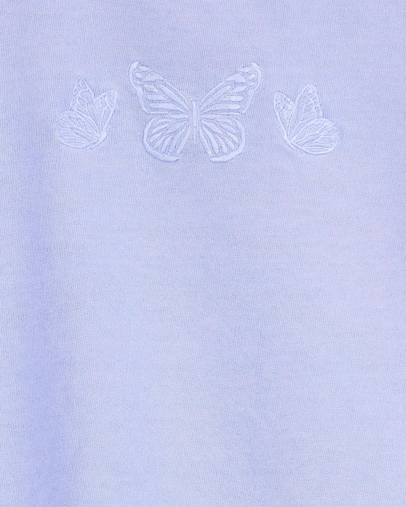 Kid Butterfly-Print French Terry Pullover - Purple