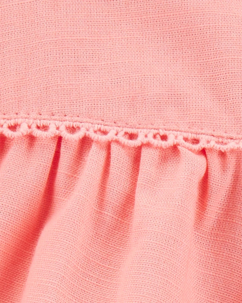 Baby Poplin Floral Print Dress - Pink