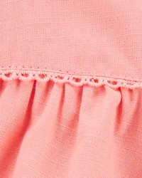 Baby Poplin Floral Print Dress - Pink