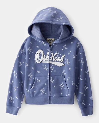 Girls Heart Print DayDream Fleece Jacket - Navy