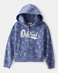 Girls Heart Print DayDream Fleece Jacket - Navy