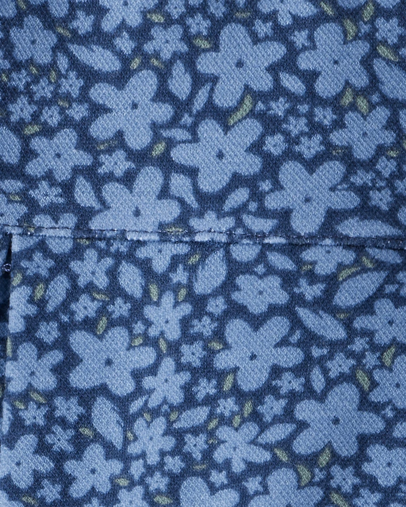 Kid Floral Pleated Pull-On Skort - Navy