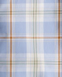Toddler Poplin Plaid Button-Front Shirt  -Blue/Orange/White