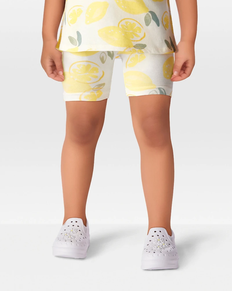 Toddler Girl Lemon Print Bike Shorts - Multi