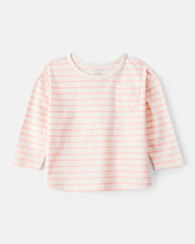 Baby Girl Striped Long-Sleeve Top - Pink