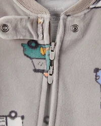 Baby Boy Foodtruck DreamPlush Snug Fit Long-Sleeve 2-Way Zip 1-Piece Pajamas - Grey