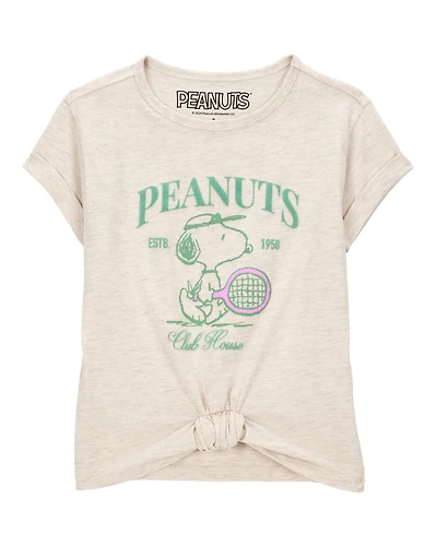 Girls Peanuts Tie Front Graphic Tee - Grey