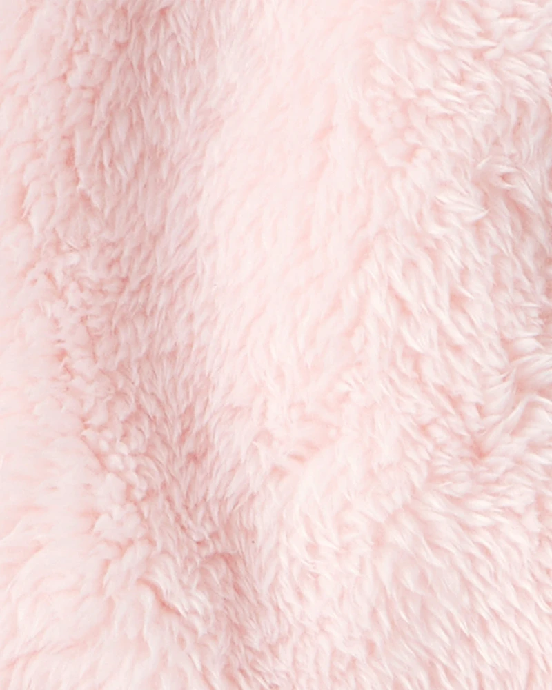 Baby Girl Sherpa Long-Sleeve Hooded Zip-Up Jacket - Pink