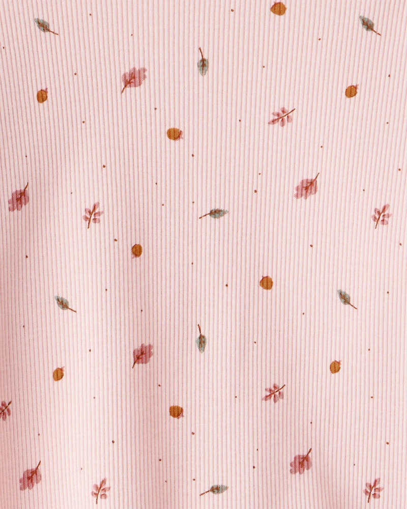 Baby Girl 2-Piece Leaf Print Cotton Long-Sleeve Tee & Pant Set - Pink