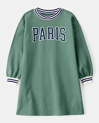 Kid Paris Long-Sleeve Cotton Dress - Green