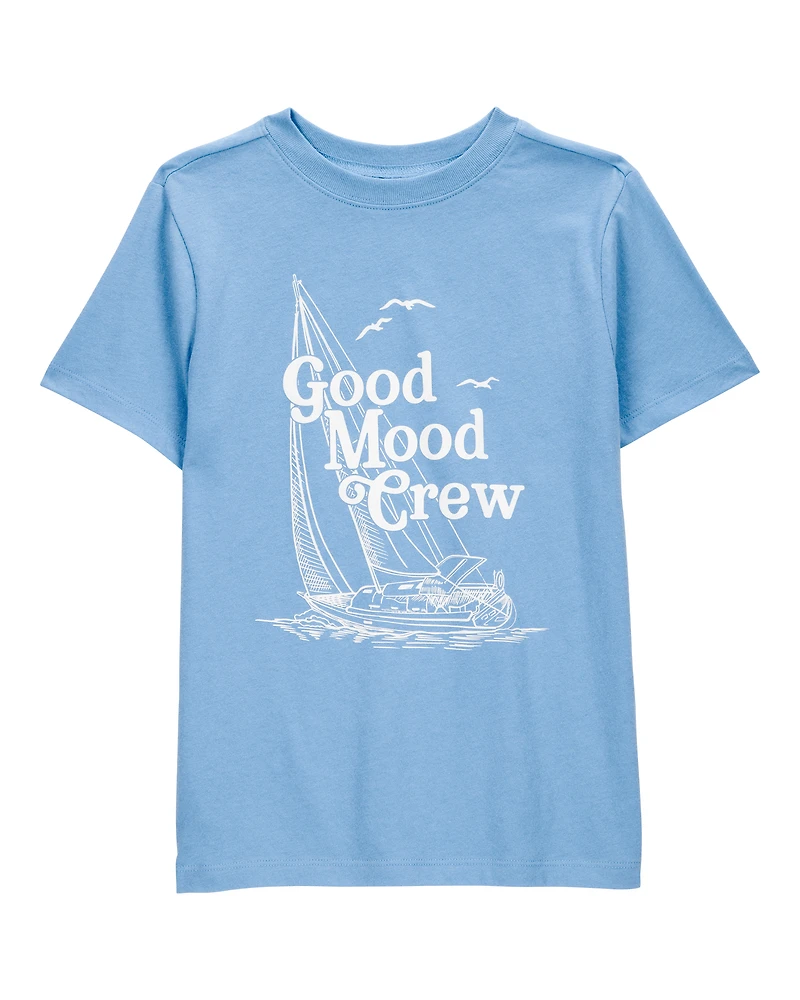 Kid Good Mood Crew Short-Sleeve Graphic Tee - Blue