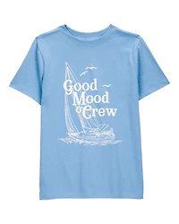 Kid Good Mood Crew Short-Sleeve Graphic Tee - Blue