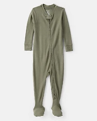 Baby Boy PurelySoft Long-Sleeve 2-Way Zip 1-Piece Pajamas - Green